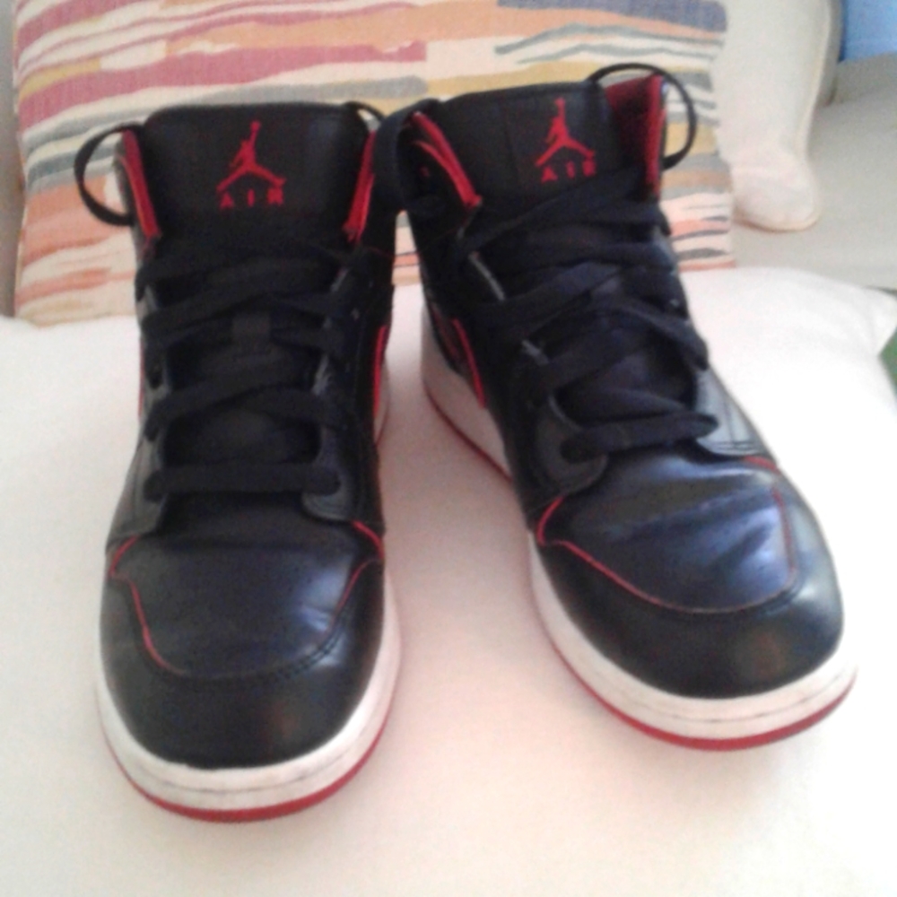 Youth Black and Red Nike Air Jordan Sneakers